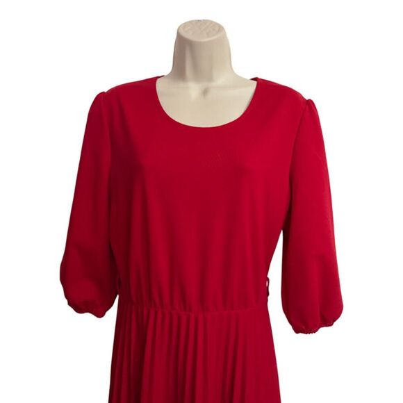 Elizabeth & Nicole Red Accordion Pleated Midi Dress Size L - Picture 8 of 14